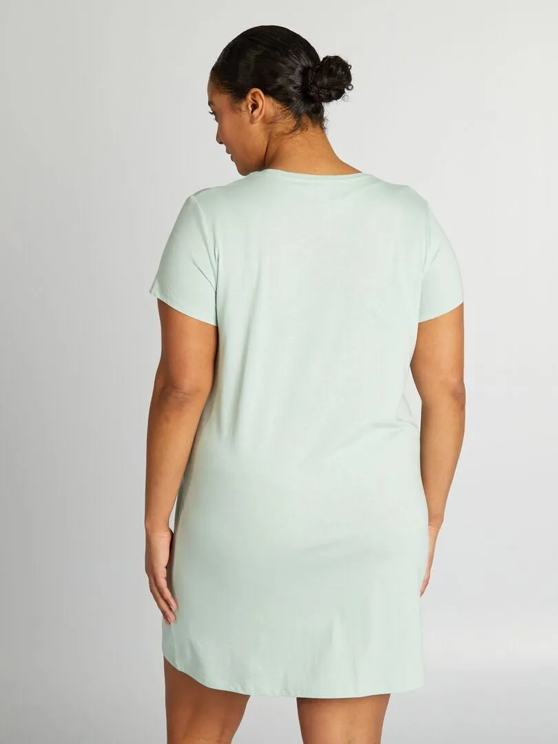 Camisón tipo camiseta estampado - VERDE