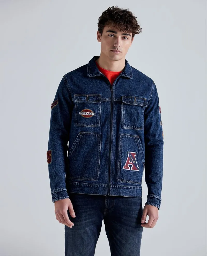 Chaqueta en denim con bordados para hombre