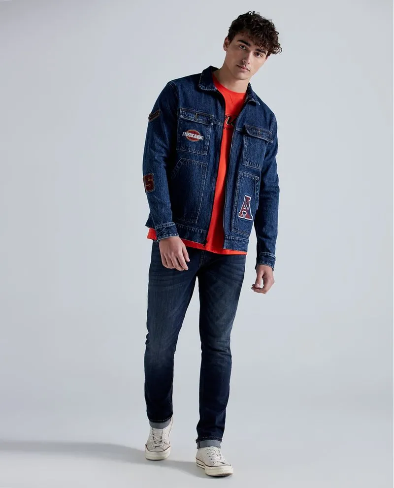 Chaqueta en denim con bordados para hombre