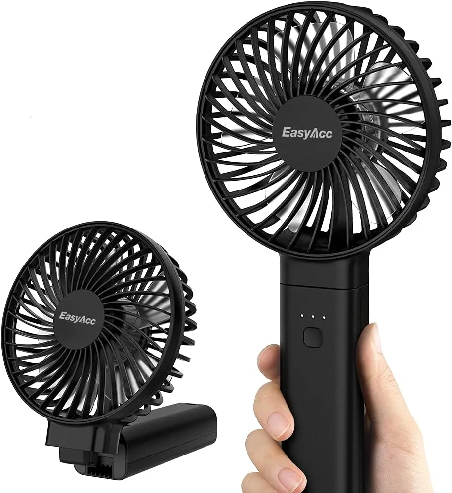 EasyAcc Ventilador Portátil USB Recargable Ventiladores de Mano 3-17 Horas de Uso 4 Velocidades Pequeños Ventiladores Plegable P