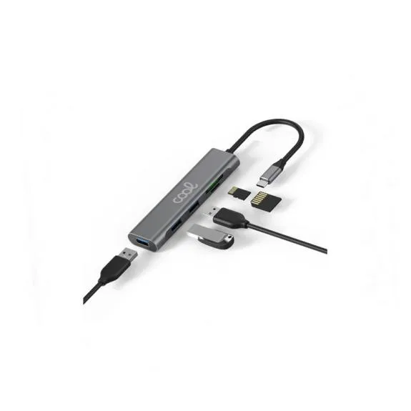 Hub Tipo-C Universal COOL 5 (3 x USB 3.0 + SD + Micro SD)