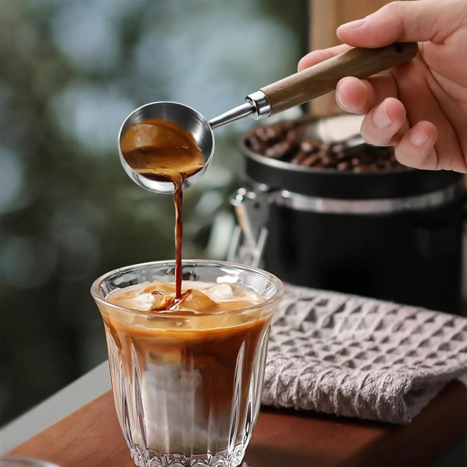 Modixun 2 cucharadas de café para café molido, 1 cucharada (15 ml) y 2 cucharadas (30 ml), cuchara medidora de café de acero ino