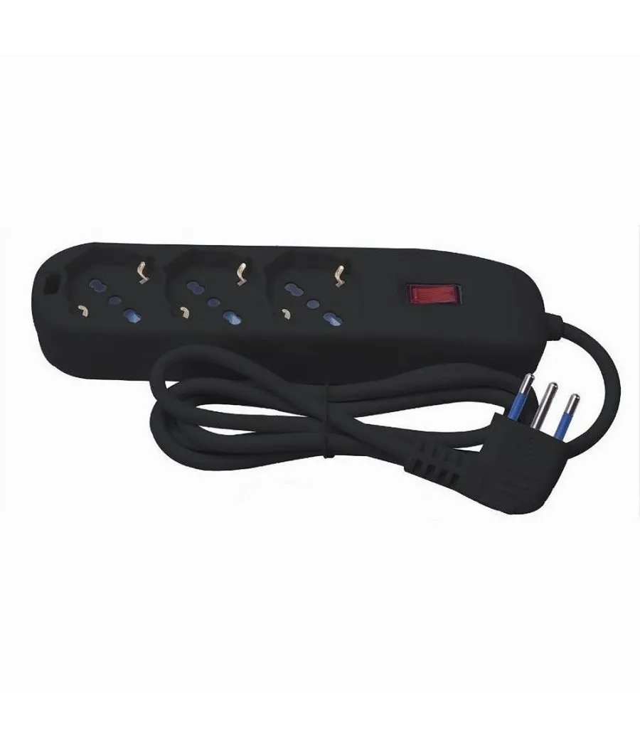 MULTISOCKET 3 TOMAS UNIVERSALES SCHUKO ENCHUFE 10A CABLE 1,5 M REGLETA NEGRA 80100N