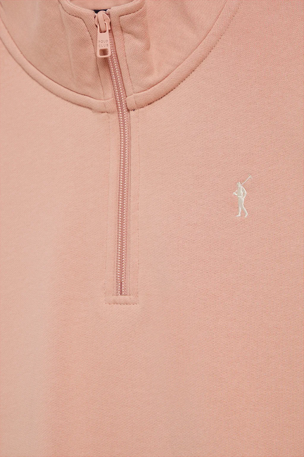 Sudadera de media cremallera rosa palo con logo Rigby Go