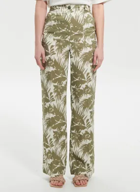 ZAPA PAMPELONNE - Pantalón recto estampado de mezcla de lino en multicolor