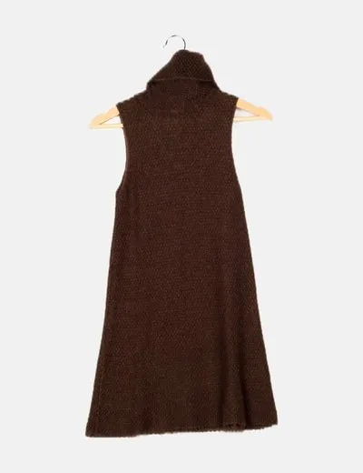 Zara Vestido marrón de punto